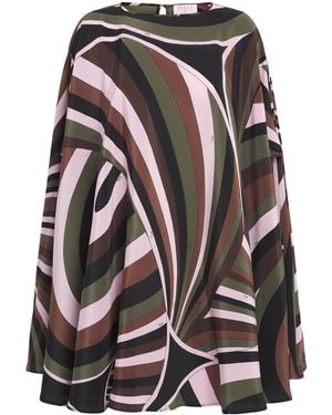 PUCCI Silk Printed Kaftan Mini Dress - Black