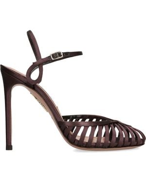 Aquazzura Suede Sweet Surrender Court Shoes 105 - Brown
