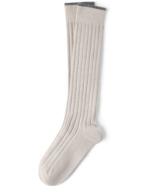 Brunello Cucinelli Cashmere Ribbed Socks - White