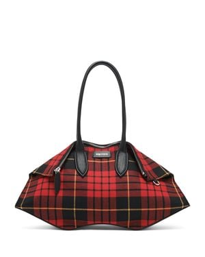 McQueen Check Manta Shoulder Bag - Red