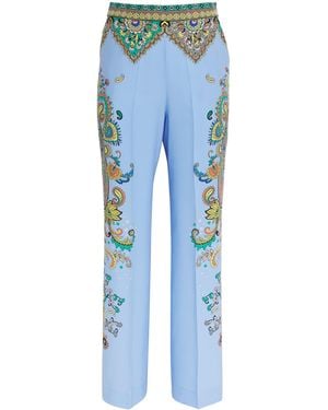 Etro Silk Straight Trousers - Blue