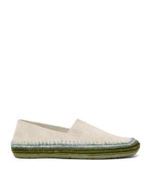 Loewe X Paula's Ibiza Suede Raffia-Trim Rio Slippers - Green