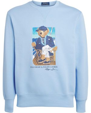 Polo Ralph Lauren Stretch-Cotton Polo Bear Sweatshirt - Blue
