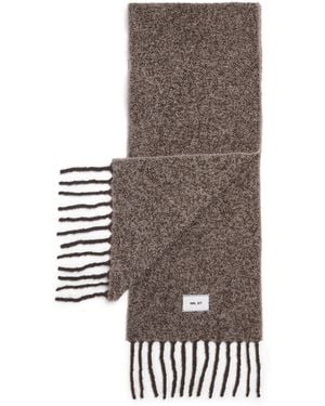 NN07 Alpaca-Wool-Blend Fringed Scarf - Brown