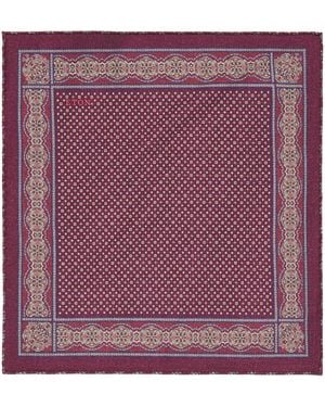 Eton Wool Paisley Pocket Square - Purple