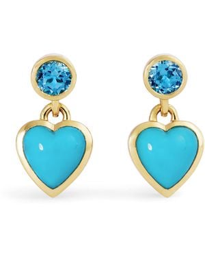 Emily P. Wheeler And Topaz Heart Earrings - Blue