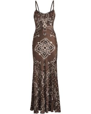 Sandro Bandana Print Maxi Dress - Brown