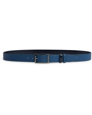 dunhill Leather Reversible Rounded Roller Buckle Belt - Blue