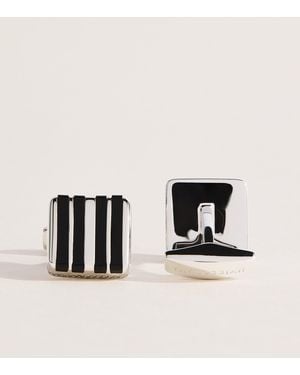 Tateossian Sterling And Onyx Rigato Mosaic Cufflinks - Black