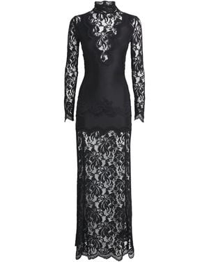 Rabanne Lace-Trim Maxi Dress - Black