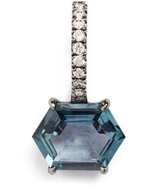 Eva Fehren Blackened, Diamond And Sapphire Charm - Blue