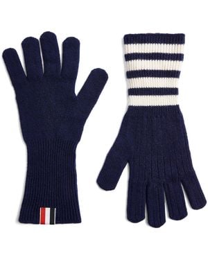 Thom Browne Cashmere 4-Bar Gloves - Blue