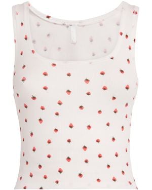 Skims Cotton Ribbed Cropped Tank Top - White