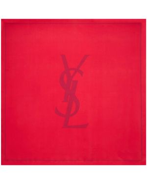 Saint Laurent Silk Cassandre Scarf - Red