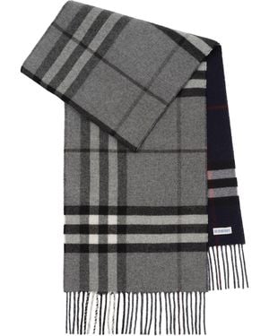 Burberry Cashmere Reversible Check Scarf - Grey