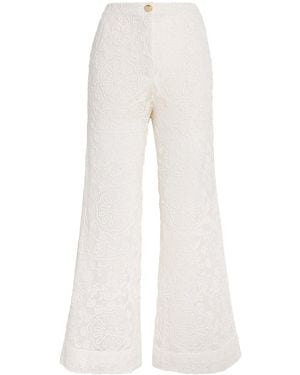 Maje Guipure Lace Flared Trousers - White