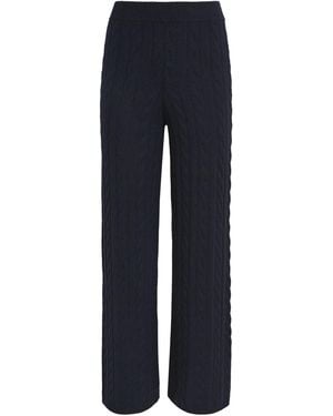 Soft Goat Cashmere Cable-Knit Sweatpants - Blue