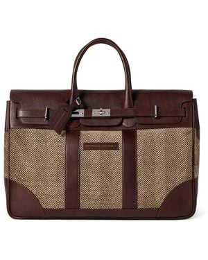 Brunello Cucinelli Leather-Trim Chevron Holdall - Brown