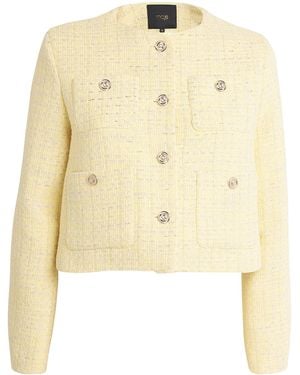 Maje Tweed Cropped Jacket - Natural
