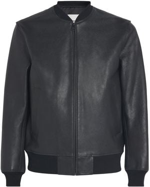 Sandro Leather Bomber Jacket - Black