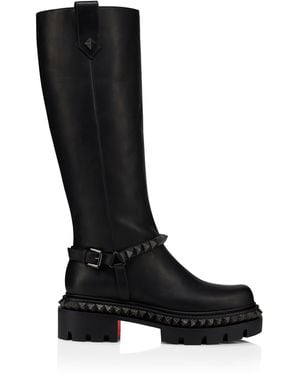 Christian Louboutin Marinetta Pyraclou Leather Knee-High Boots - Black