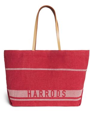 Harrods Jute Stripe Shopper Bag - Red