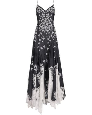 Gabriela Hearst Silk Floral-Embroidered Neville Gown - Black