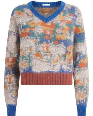 Mother The Crop Varsity Jumper - Blue