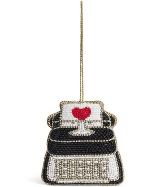 Harrods Beaded Typewriter Tree Decoration - White