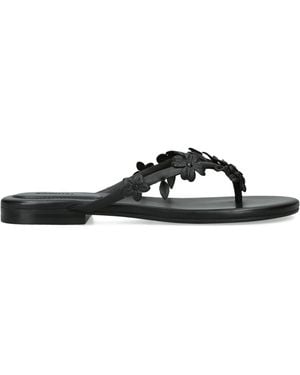 Jonathan Simkhai Leather Floral Willow Flip Flops - Black