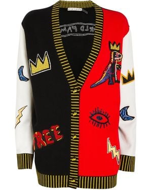 Alice + Olivia Alice + Olivia X Jean-michel Basquiat Embellished Bradford Cardigan - Red