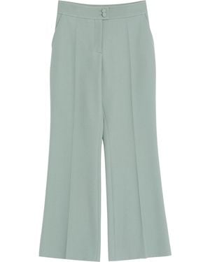 Valentino Wool Twill Flared Pants - Green
