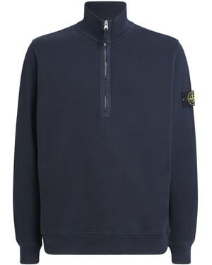 Stone Island Cotton Half-Zip Sweatshirt - Blue
