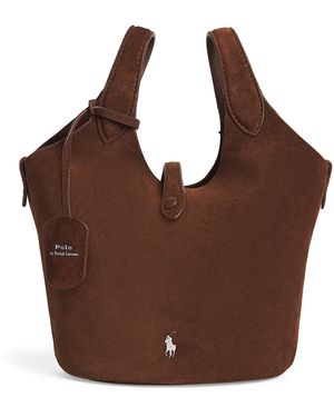 Polo Ralph Lauren Small Suede Polo Play Cross-Body Bag - Brown