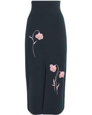 Erdem Embroidered Midi Pencil Skirt - Blue
