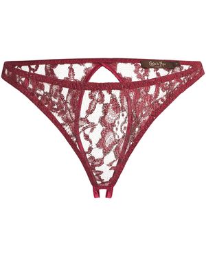 Coco De Mer Lace-Silk Naraya Open Thong - Red