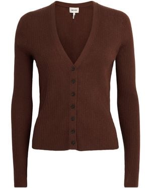 ME+EM Merino Wool-Cashmere Slim Cardigan - Brown