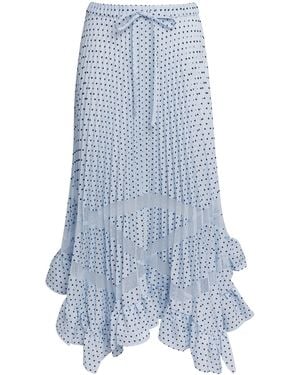 Claudie Pierlot Polka-Dot Pleated Midi Skirt - Blue