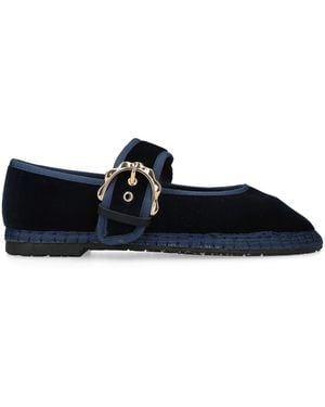 Flabelus Velvet Sophie Mary Janes - Blue