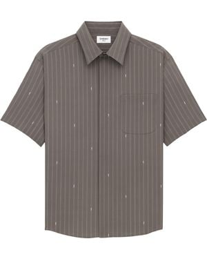 Saint Laurent Striped Silk Crepe De Chine Shirt - Grey