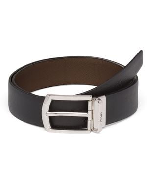 Prada Reversible Saffiano Leather Belt - Brown