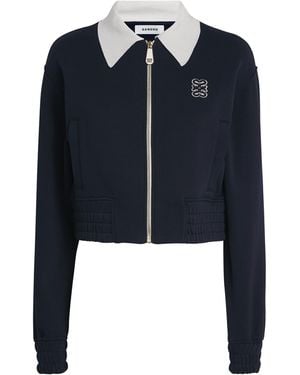 Sandro Cropped Dual-Tone Sweatshirt - Blue