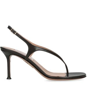 Aquazzura Leather Bikini Thong Sandals 75 - Metallic