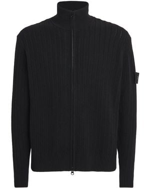 Stone Island Wool-Cashmere Zip-Up Cardigan - Black