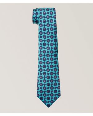 Kiton Medallion-Print Silk Tie - Blue