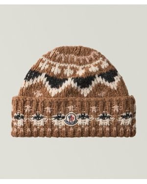 Moncler Bouclã Wool Blend Beanie - Brown