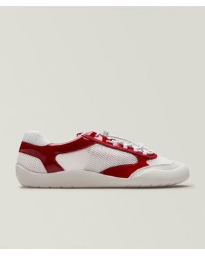 Prada Speedrock Leather & Mesh Sneakers - Red