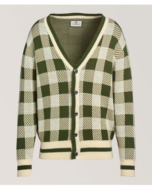 Camplin Plaid Estate Cotton-Blend Cardigan - Green