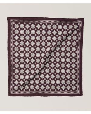 Eleventy Floral Wool-Cotton Pocket Square - Black