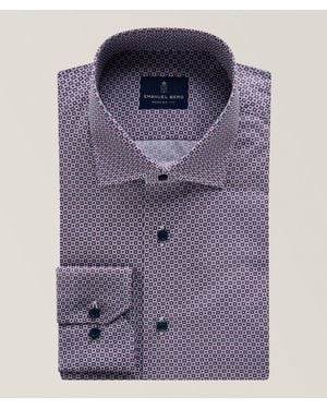 Emanuel Berg Geometric Stretch Poplin Dress Shirt - Purple